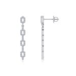 10K White Gold Round Diamond Designer Dangling Earrings 3/4 Cttw