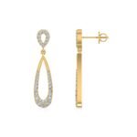 10K Yellow Gold Round Diamond Drop Shape Dangling Earrings 1/2 Cttw