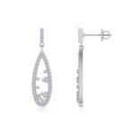 10K White Gold Round Diamond Designer Dangling Earrings 5/8 Cttw