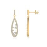 10K Yellow Gold Round Diamond Designer Dangling Earrings 5/8 Cttw