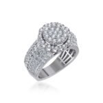 10K White Gold Round Diamond Floral Sz 7 Head Ladies Ring 2 Cttw