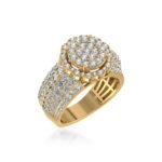10K Yellow Gold Round Diamond Floral Sz 7 Head Ladies Ring 2 Cttw