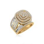 10K Yellow Gold Round Diamond Designer Sz 7 Head Ladies Ring 2-1/3 Cttw