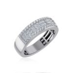 10K White Gold Princess Diamond Mens Invisible Band 1-1/8 Cttw