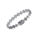 10K White Gold Round Diamond Womens Designer 7" Bracelet 3-3/8 Cttw