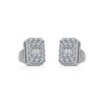 10K White Gold Baguette Diamond Emerald Shape Stud Earring 1/5 Cttw
