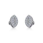 10K White Gold Baguette Diamond Marquise Shape Stud Earring 1/8 Cttw