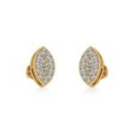10K Yellow Gold Baguette Diamond Marquise Shape Stud Earrings 1/4 Cttw