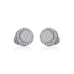 10K White Gold Round Baguette Diamond Stud Earring 1/3 Cttw