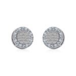 10K White Gold Round Baguette Diamond Stud Earring 1/2 Cttw