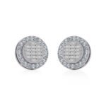 10K White Gold Round Baguette Diamond Stud Earring 5/8 Cttw