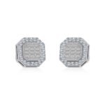10K White Gold Diamond Designer Stud Earring 1/2 Cttw