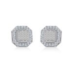 10K White Gold Diamond Designer Stud Earring 7/8 Cttw