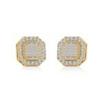 10K Yellow Gold Diamond Designer Stud Earrings 7/8 Cttw