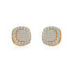 10K Yellow Gold Round Baguette Diamond Stud Earrings 5/8 Cttw