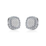 10K White Gold Round Baguette Diamond Stud Earring 1 Cttw