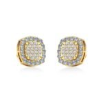 10K Yellow Gold Round Baguette Diamond Stud Earrings 1 Cttw