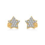 10K Yellow Gold Round Diamond Star Stud Earring 1/8 Cttw
