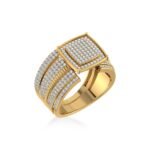10K Yellow Gold Round Diamond Womens Square Shape Bridal Ring 7/8 Cttw