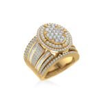 10K Yellow Gold Round Baguette Diamond Womens Sz 7 Oval Shape Designer Bridal Ring 2-5/8 Cttw