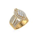 10K Yellow Gold Round Baguette Diamond Womens Sz 7 Designer Bridal Ring 2-3/8 Cttw