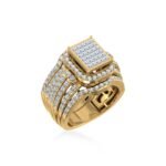 10K Yellow Gold Round Baguette Diamond Womens Sz 7 Designer Bridal Ring 2-3/8 Cttw