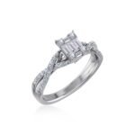 14K White Gold Round Baguette Diamond Womens Designer Ring 1/2 Cttw