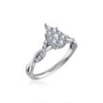 14K White Gold Round Diamond Womens Flower Designer Ring 1/2 Cttw