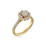 14K Yellow Gold Round Diamond Womens Flower Designer Ring 5/8 Cttw