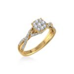 14K Yellow Gold Round Diamond Womens Designer Ring 3/4 Cttw