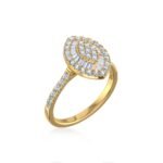 14K Yellow Gold Round Baguette Diamond Womens Sz 7 Designer Ring 3/4 Cttw