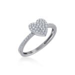 14K White Gold Round Diamond Heart Shape Womens Sz 7 Designer Ring 3/8 Cttw