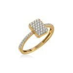 14K Yellow Gold Round Diamond Womens Cluster Designer Ring 1/3 Cttw