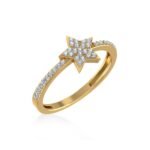 14K Yellow Gold Round Diamond Womens Star Shape Sz 7 Designer Ring 1/4 Cttw