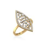 14K Yellow Gold Round Baguette Diamond Marquise Shape Womens Sz 7 Designer Ring 5/8 Cttw