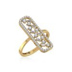 14K Yellow Gold Round Baguette Diamond Womens Sz 7 Designer Ring 5/8 Cttw