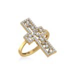 14K Yellow Gold Round Baguette Diamond Womens Sz 7 Designer Ring 5/8 Cttw