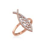 14K Rose Gold Round Baguette Diamond Womens Sz 7 Designer Ring 3/8 Cttw