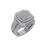 10K White Gold Diamond Square Shape Designer Mens Ring 3 Cttw