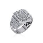 10K White Gold Round Diamond Designer Sz 10 Mens Ring 2-3/4 Cttw