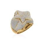 10K Yellow Gold Round Diamond Star Shape Designer Sz 10 Mens Ring 3/4 Cttw