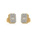 14K Yellow Gold Baguette Diamond Emerald Shape Stud Earrings 1/5 Cttw
