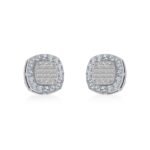 14K White Gold Round Baguette Diamond Stud Earring 5/8 Cttw