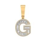 10K Yellow Gold Baguette Diamond Initial G Letter Pendant 1/2 Cttw