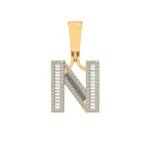 10K Yellow Gold Baguette Diamond Initial N Letter Pendant 1/2 Cttw
