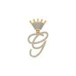 10K Yellow Gold Round Diamond Crown G Letter Initial Pendant 1/5 Cttw