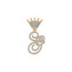 10K Yellow Gold Round Diamond Crown S Letter Initial Pendant 1/4 Cttw
