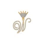 10K Yellow Gold Round Diamond Crown W Letter Initial Pendant 1/4 Cttw