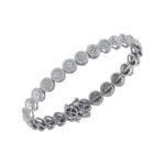 10K White Gold Round Baguette Diamond Designer 7 Inch Bracelet 2-3/8 Cttw