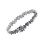 10K White Gold Round Baguette Diamond Designer 7 Inch Bracelet  2-3/8 Cttw